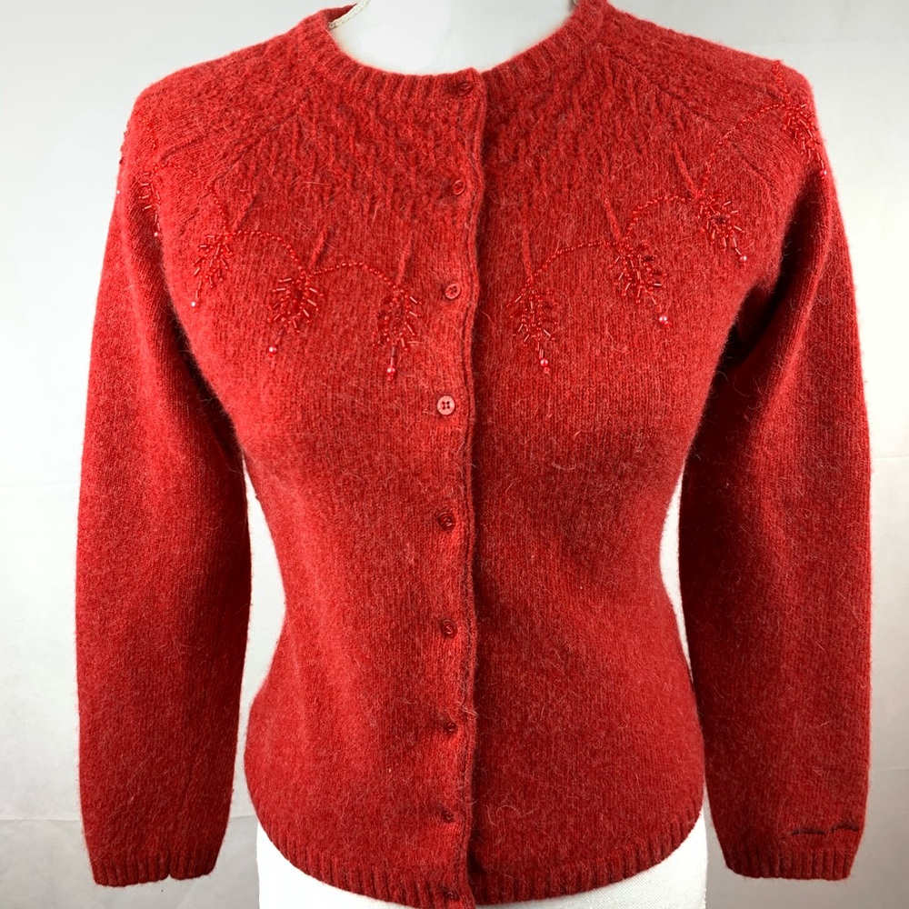 Nautica Jeans Beaded Lambswool Cardigan